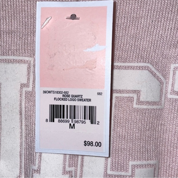 Juicy Couture Rose Quartz Flocked Logo Crew Neck Sweater Size Medium - Picture 3 of 6